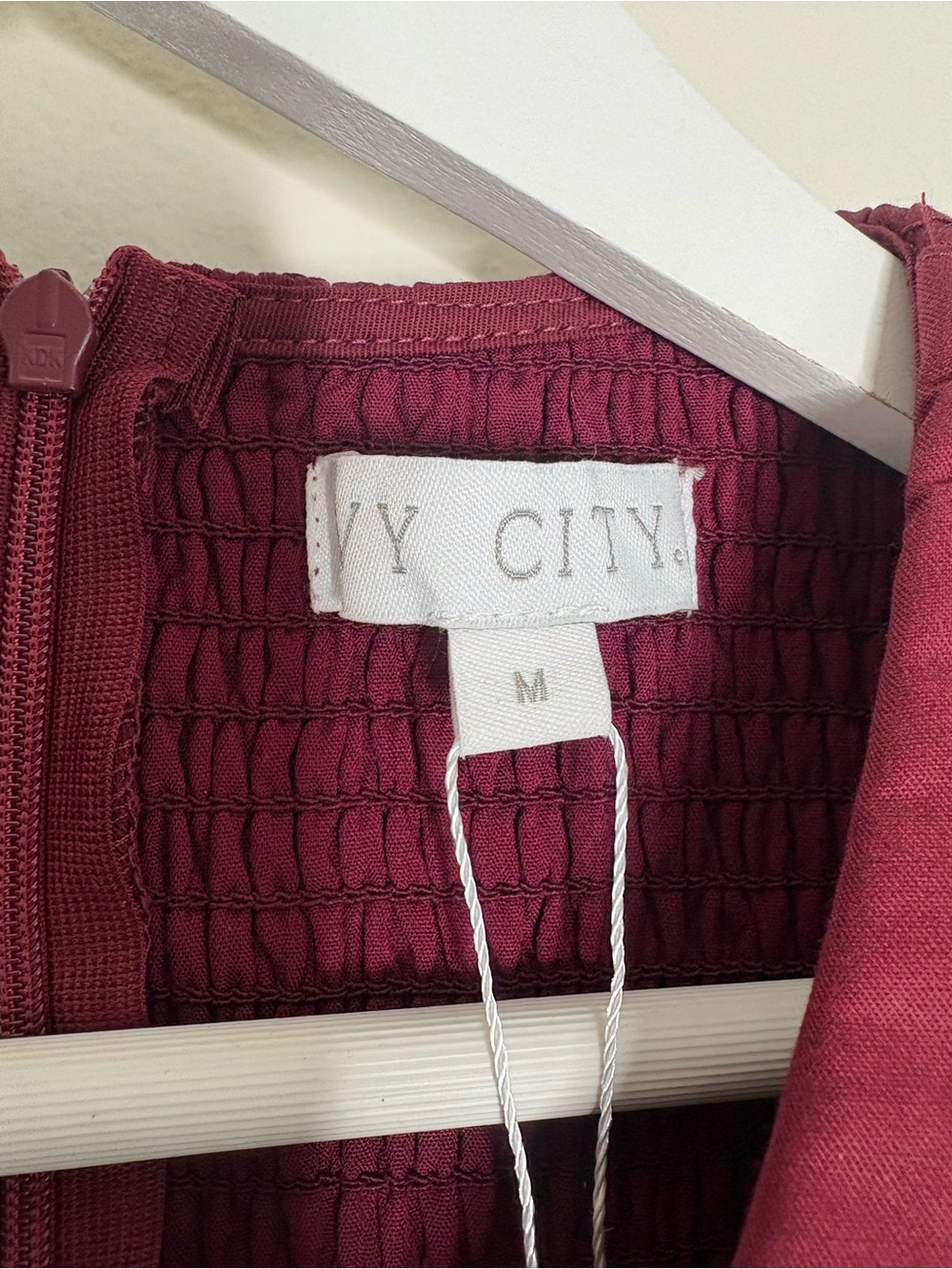 Ivy City Co Wine Red Smocked Addie Dress Size Medium Holiday Christmas NWT - Picture 5 of 14